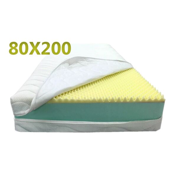 dinaflex® materasso sottocosto memory 80x200 marte aloe vera luxus alto 25 cm due strati, forma a cuspidi massaggianti,