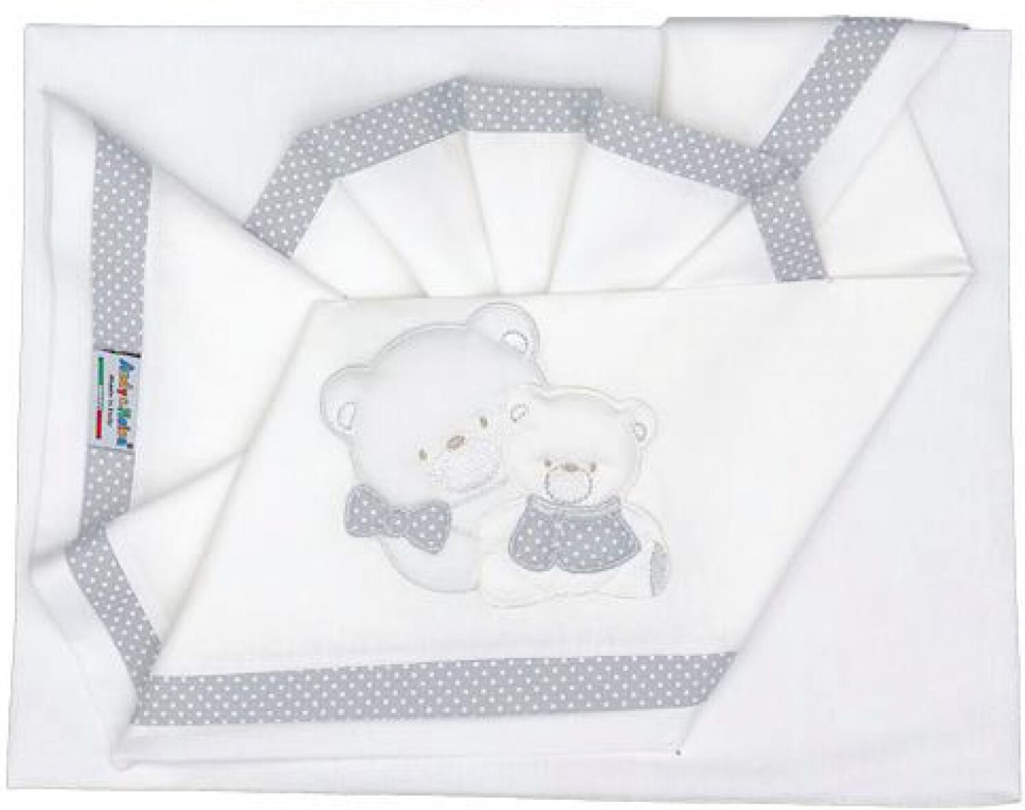 Andy & Helen Set Lenzuola Andy & Helen per Culla Ricamato D35 3 pz Grigio Andy & Helen Set Lenzuola Andy & Helen per Culla Ricamato D35 3 pz Grigio