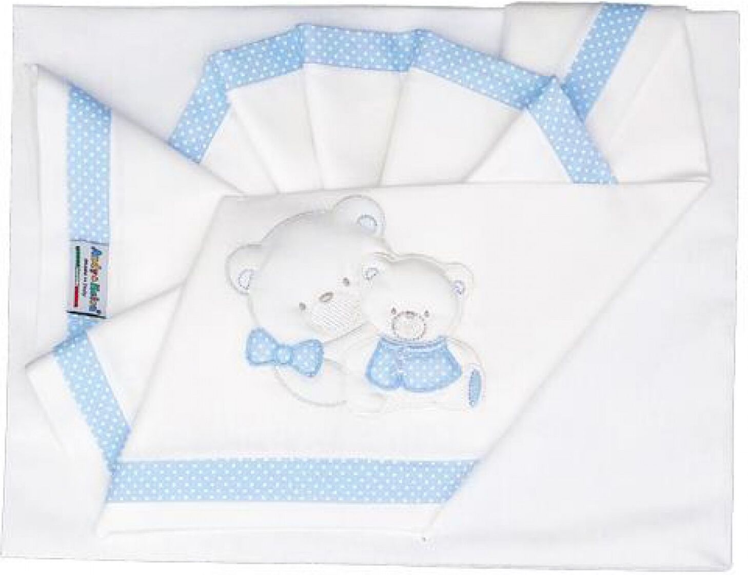 Andy & Helen Set Lenzuola Andy & Helen per Culla Ricamato D35 3 pz Cielo Andy & Helen Set Lenzuola Andy & Helen per Culla Ricamato D35 3 pz Cielo