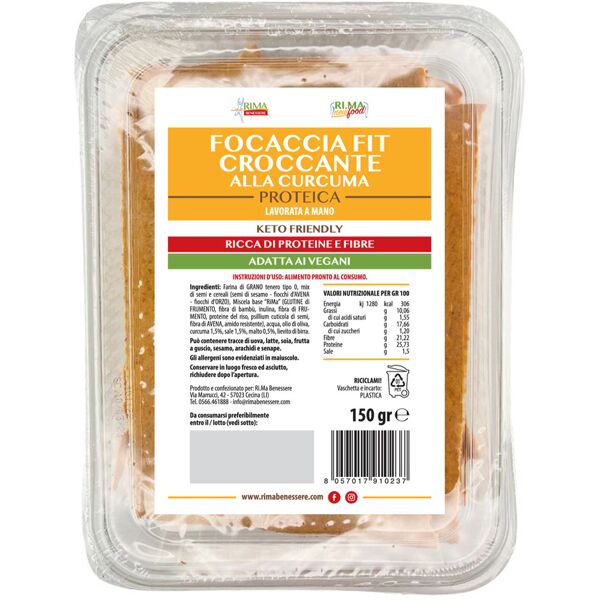 ri.ma benessere focaccia fit croccante proteica alla curcuma 150 gr