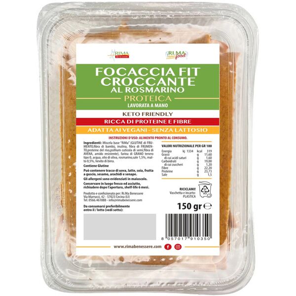 ri.ma benessere focaccia fit croccante proteica al rosmarino 150 gr