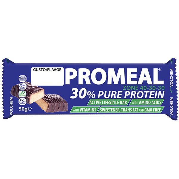 volchem promeal zone bar ricoperta di cioccolato fondente 50 gr cacao