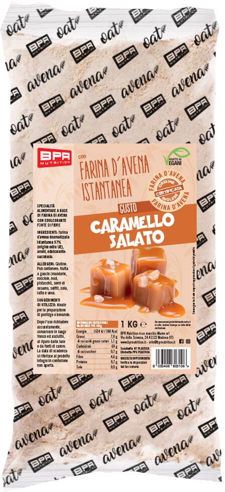 bpr nutrition farina di avena istantanea aromatizzata 1 kg caramello salato