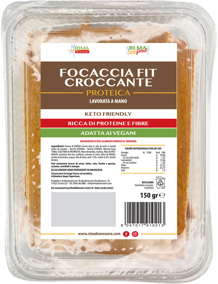 ri.ma benessere focaccia fit croccante proteica 150 gr