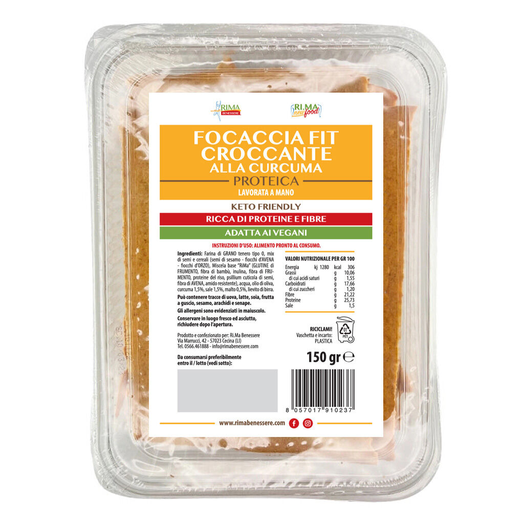 Ri.Ma Benessere Focaccia Fit Croccante Proteica Alla Curcuma 150 Gr