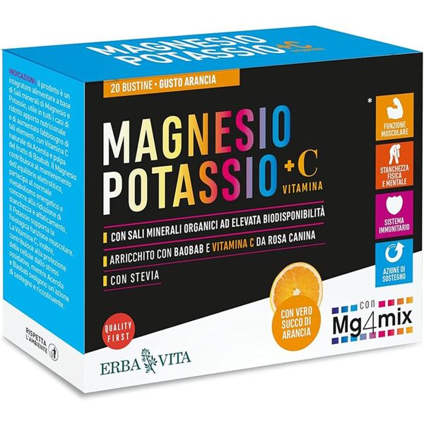 erba vita magnesio potassio + vitamina c 20 bustine arancia