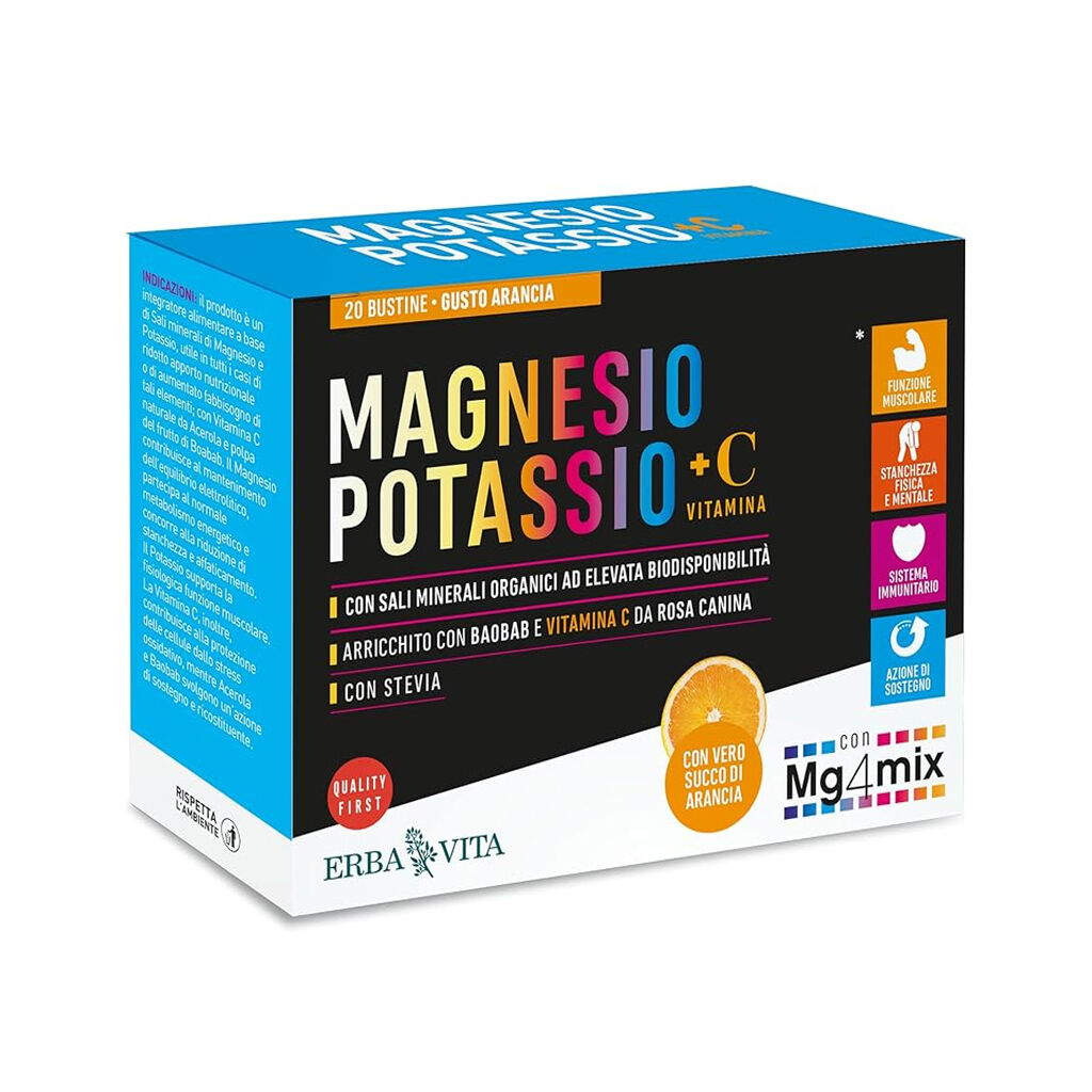 Erba Vita Magnesio Potassio + Vitamina C 20 Bustine Arancia