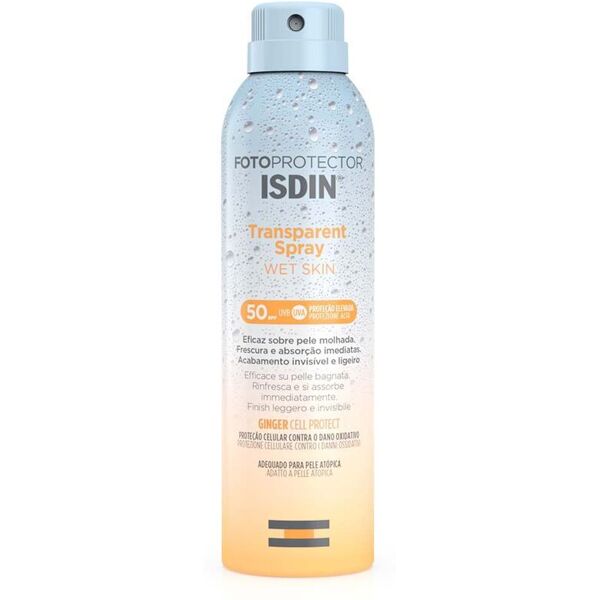 isdin fotoprotector trasparent spray solare wet skin spf50 250ml