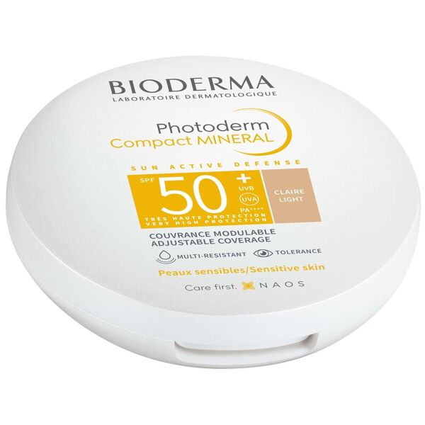 bioderma photoderm compact mineral claire spf 50+ crema viso solare compatta uniformante chiara 10g
