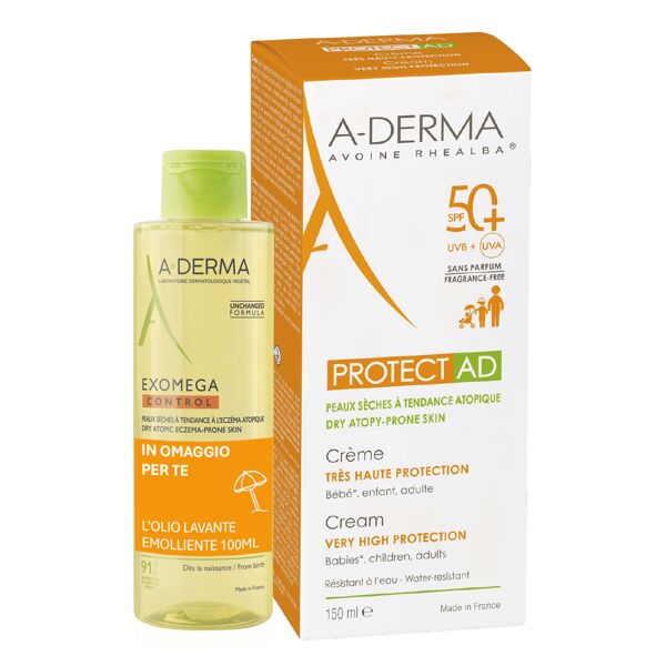 a-derma protect kit crema ad spf50+ 150ml + exomega control olio 100ml