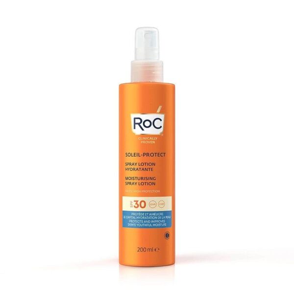 roc lozione spray solare corpo spf 30 idratante 200ml