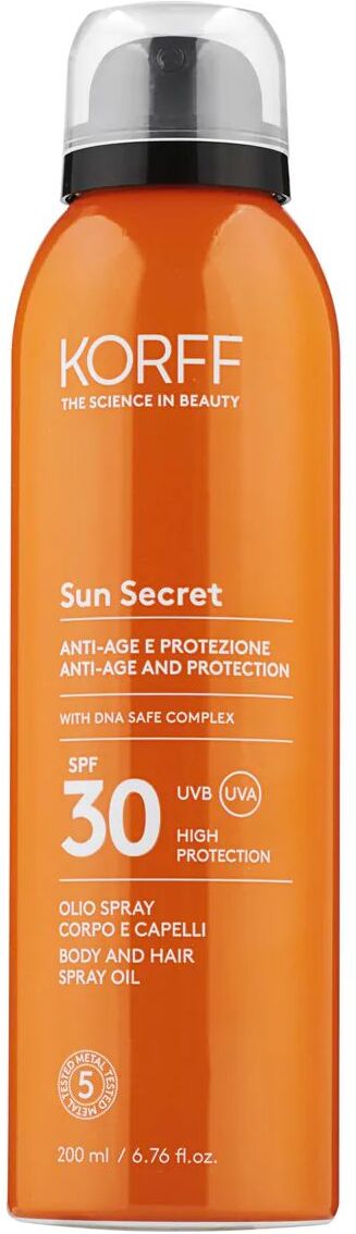 korff sun secret olio spray corpo e capelli spf30 200ml