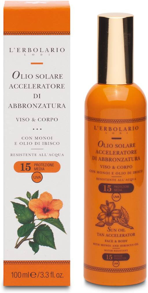 l'erbolario olio solare acceleratore abbronzatura viso&corpo spf15 100ml