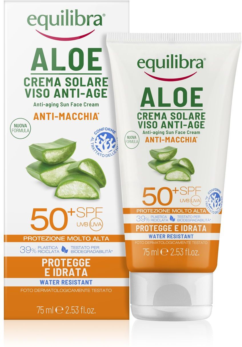 equilibra aloe crema solare viso anti-macchia spf50+ 75ml