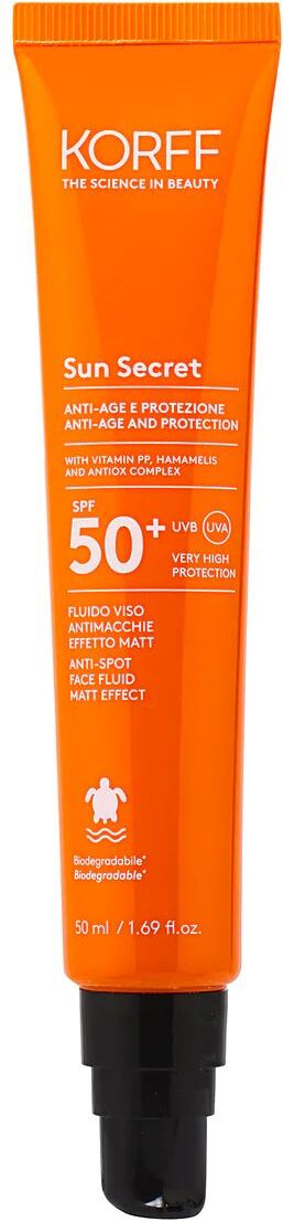 korff sun secret fluido viso antimacchie spf50