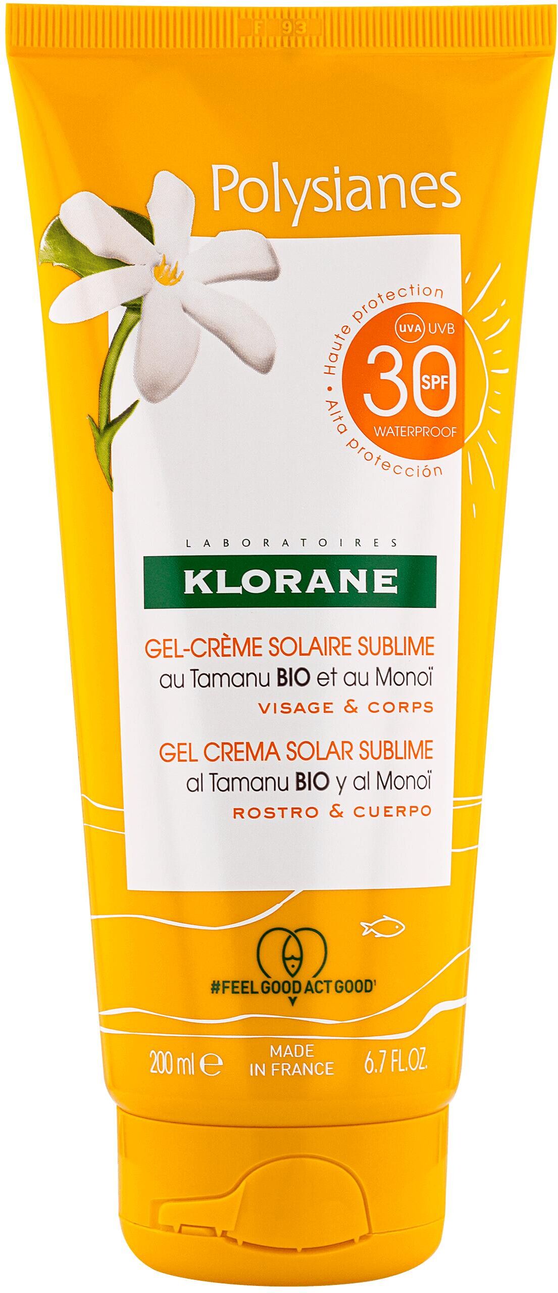 Klorane Polysianes Gel Crema Solare Sublime Al Tamanu Bio & Monoï Spf30 200ml