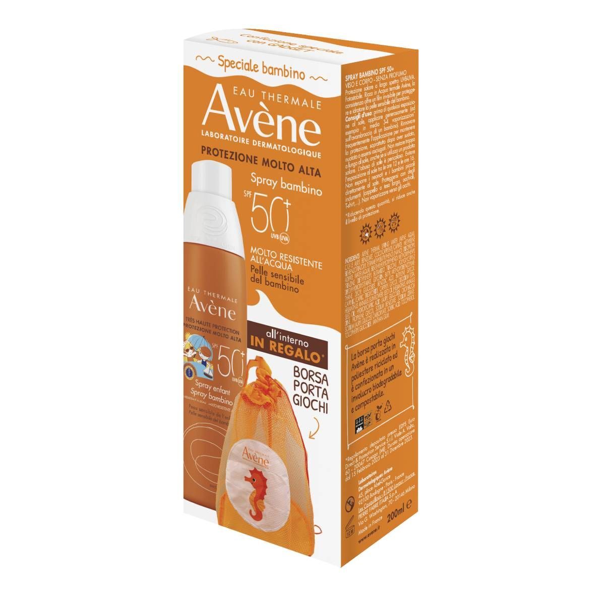 Avene Kit Bambino Spray Solare Spf 50+ 200ml + Borsa Giochi