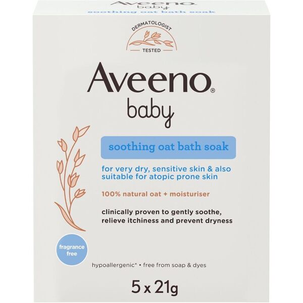 aveeno baby sacchetti per bagnetto lenitivo all'avena 5 sacchetti da 21g