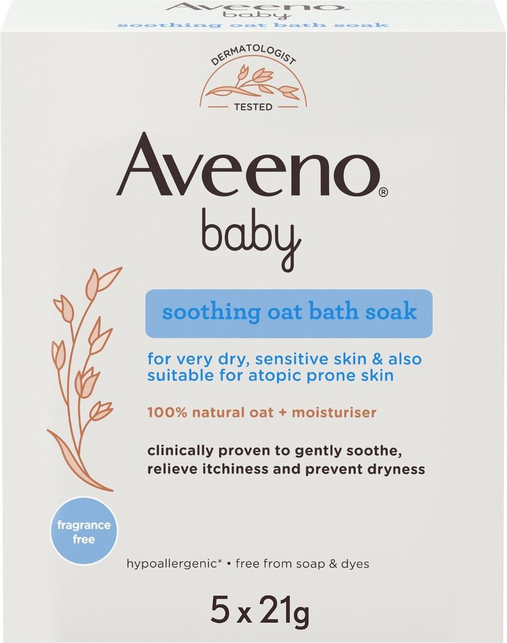 Aveeno Baby Sacchetti Per Bagnetto Lenitivo All'avena 5 Sacchetti Da 21g