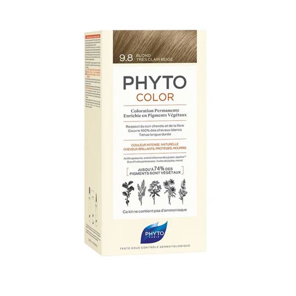 phyto phytocolor kit colorazione capelli 9.8 biondo chiarissimo cenere