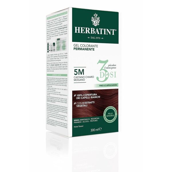 herbatint gel colorante permanente 3 dosi 5m castano chiaro mogano 300ml