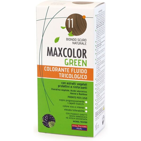 vital factors maxcolor green colorante fluido tricologico 11 biondo scuro naturale 75ml + balsamo 15ml