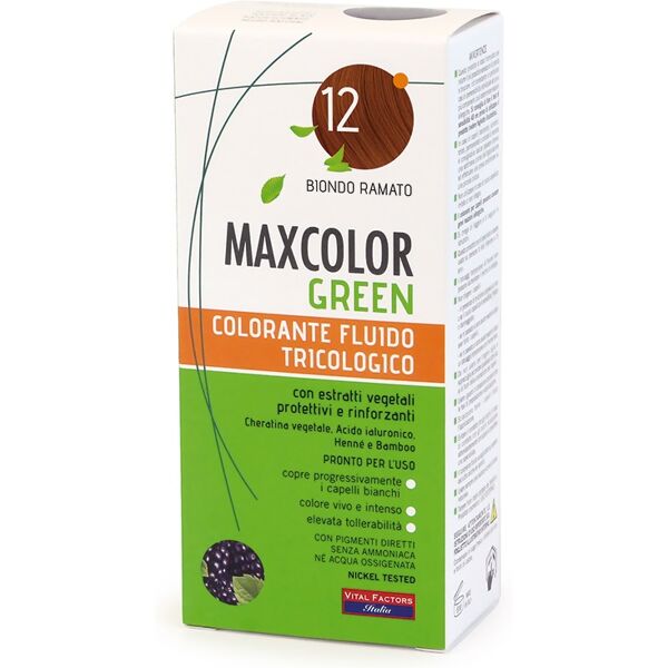 vital factors maxcolor green colorante fluido tricologico 12 biondo ramato 75ml + balsamo 15ml