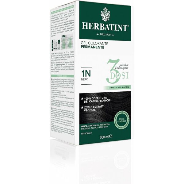 herbatint gel colorante permanente 3 dosi 1n nero 300ml