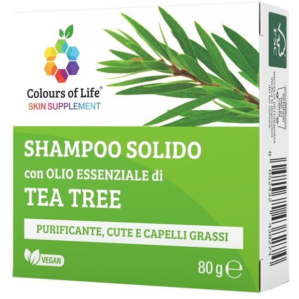 colours of life shampoo solido  con olio di tea tree 80g