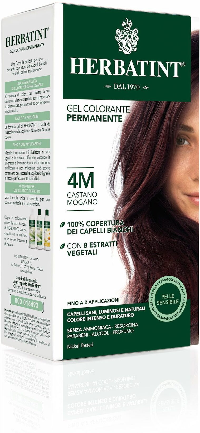 herbatint gel colorante permanente 4m castano mogano 150ml