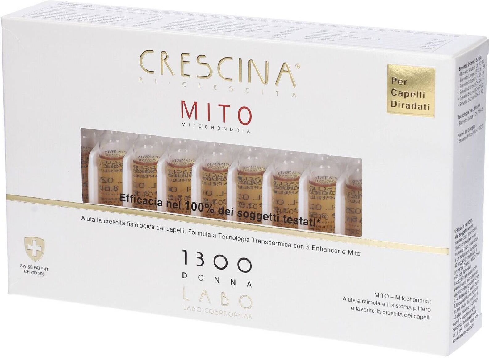 crescina transdermic ri-crescita mito grado 1300 donna 2x20 fiale