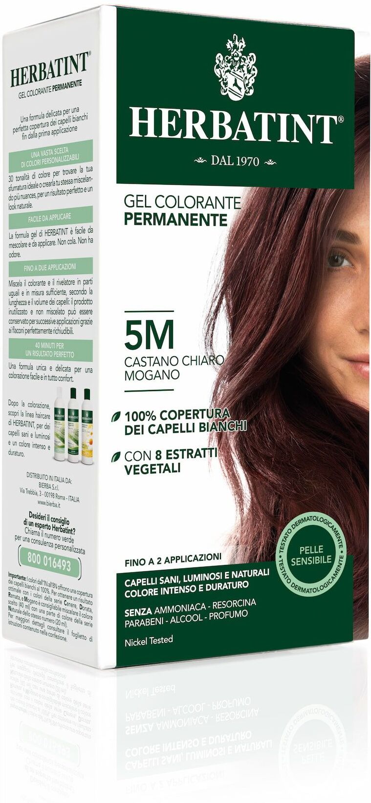 herbatint gel colorante permanente 5m castano chiaro mogano 150ml