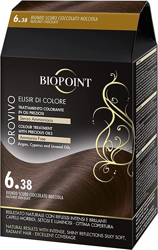 biopoint orovivo elisir di colore tinta capelli 6,38 biondo scuro cioccolato