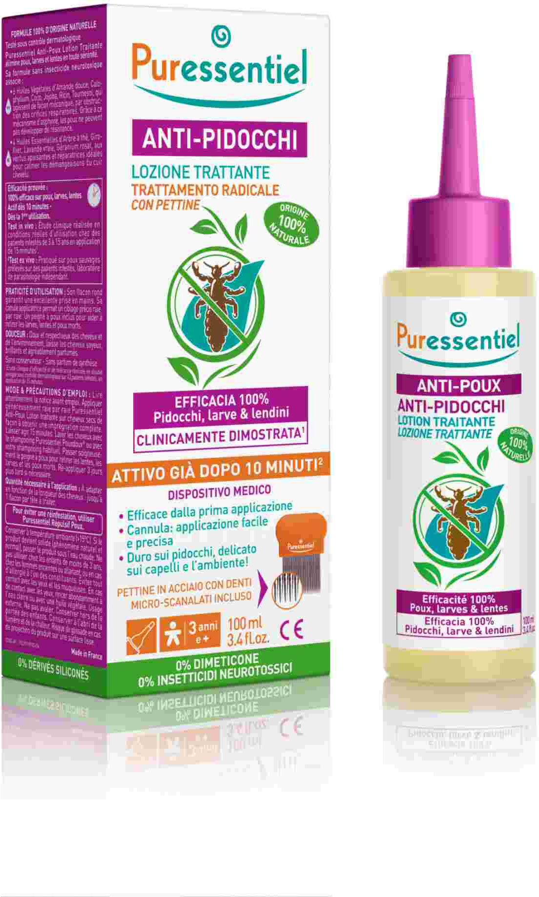 puressentiel lozione anti pidocchi 100ml + pettine