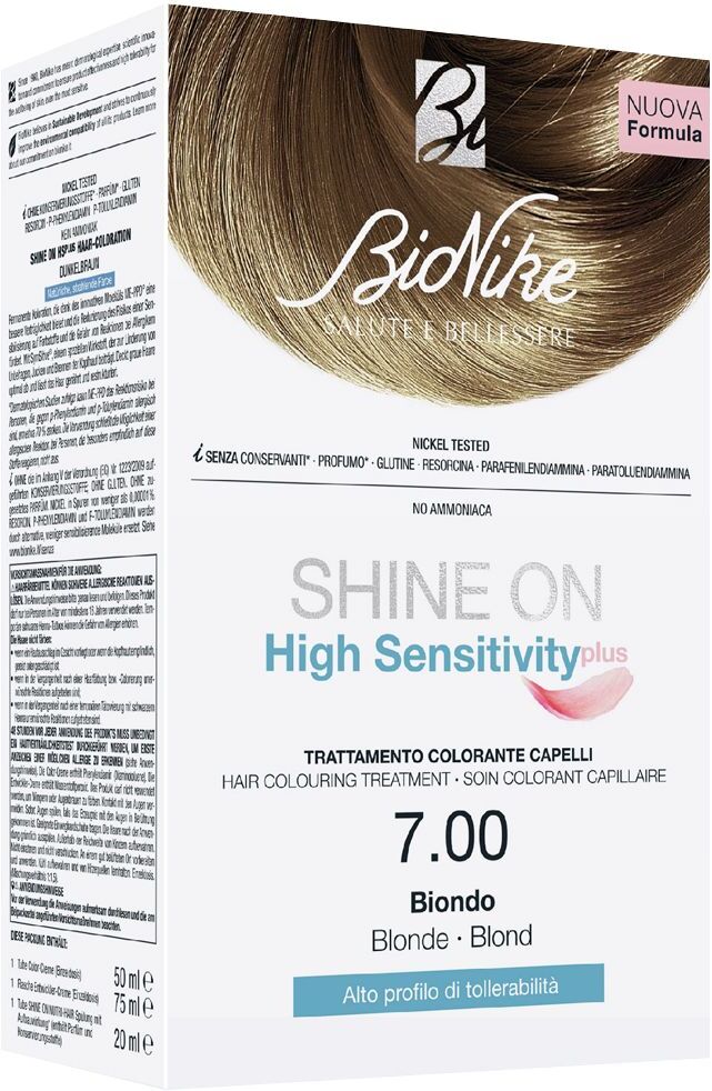 bionike shine on high sensitivity plus tinta capelli 7 biondo