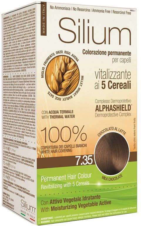 silium colorazione permanente capelli crema cioccolato latte 7.35