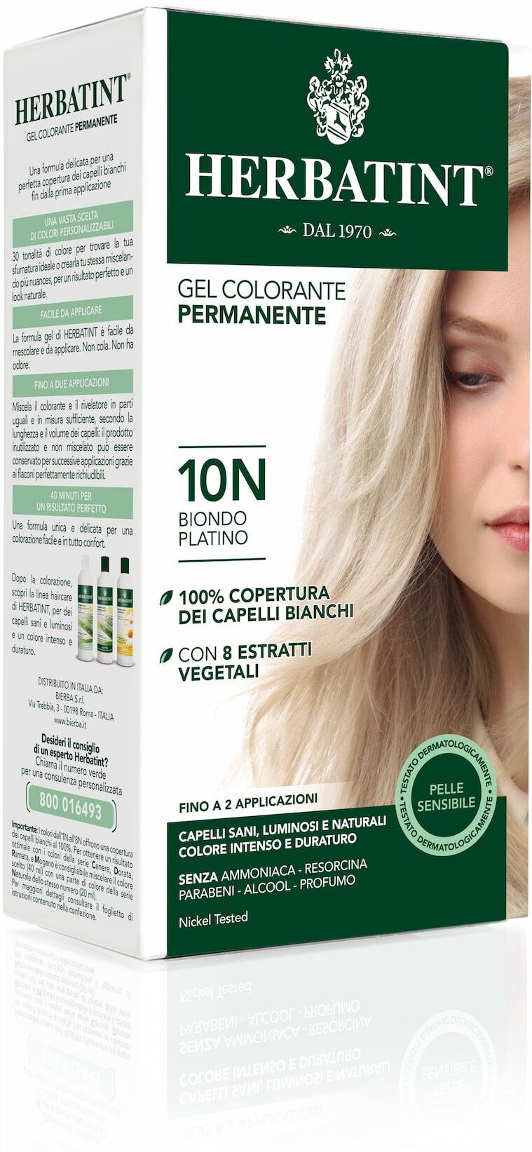 Herbatint Gel Colorante Permanente 10n Biondo Platino 150ml