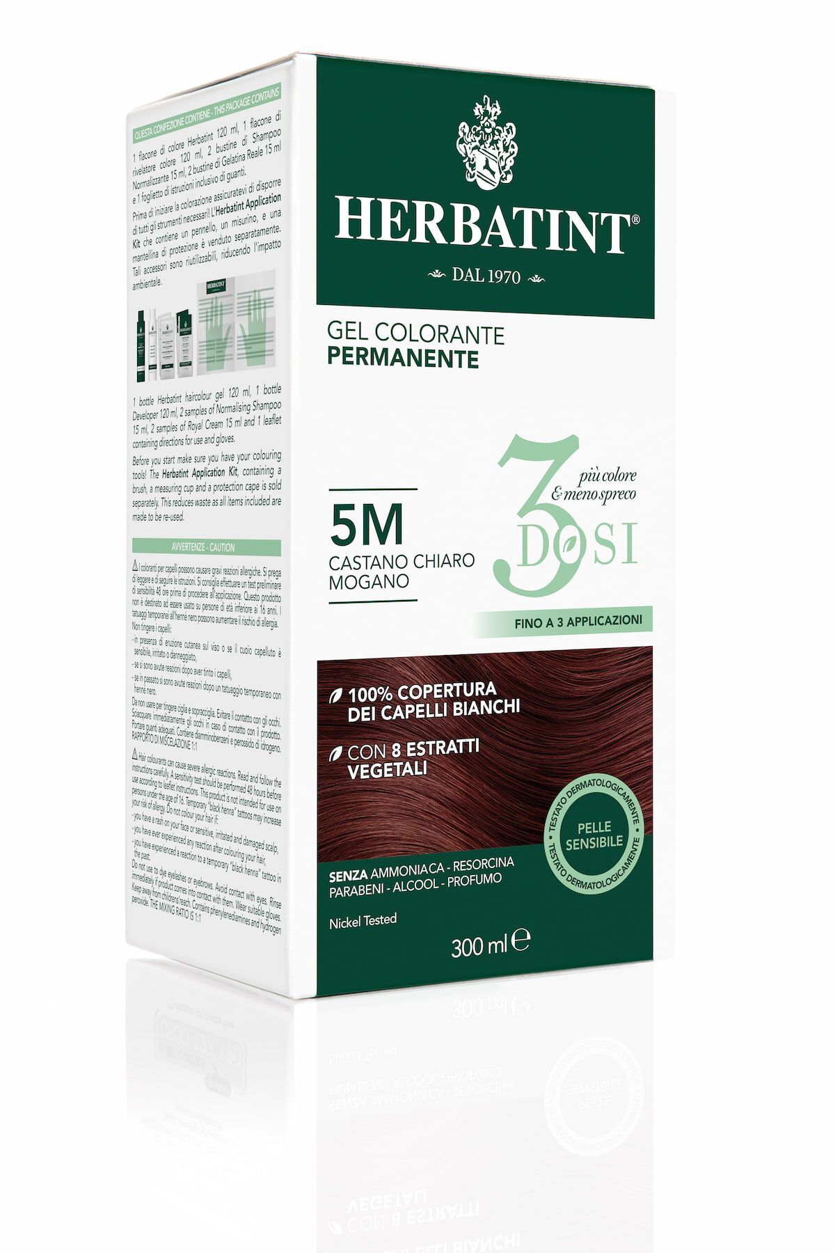 Herbatint Gel Colorante Permanente 3 Dosi 5m Castano Chiaro Mogano 300ml