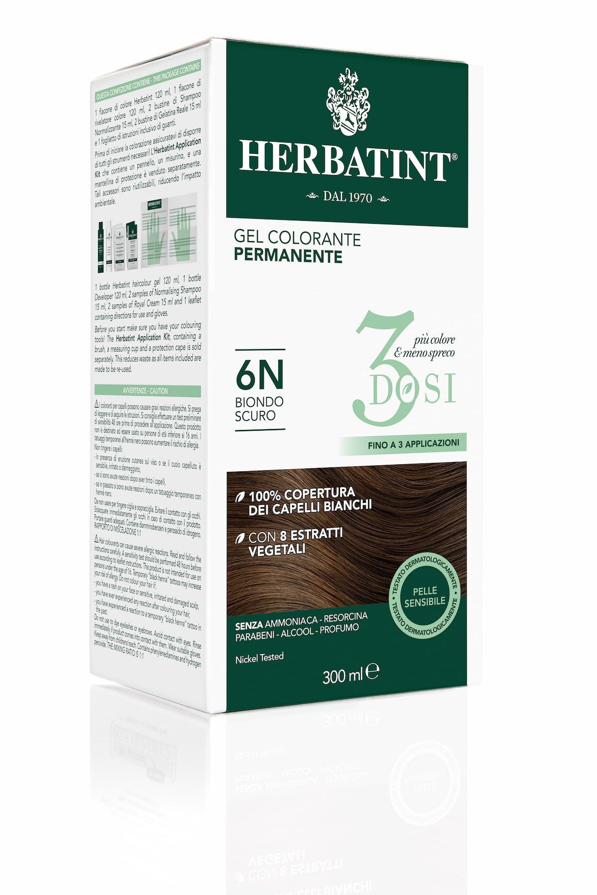 Herbatint Gel Colorante Permanente 3 Dosi 6n Biondo Scuro 300ml
