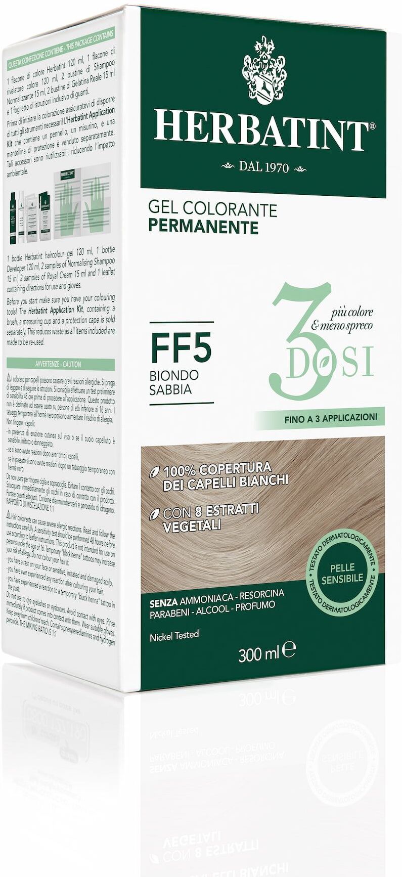 Herbatint Gel Colorante Permanente 3 Dosi Ff5 Biondo Sabbia 300ml