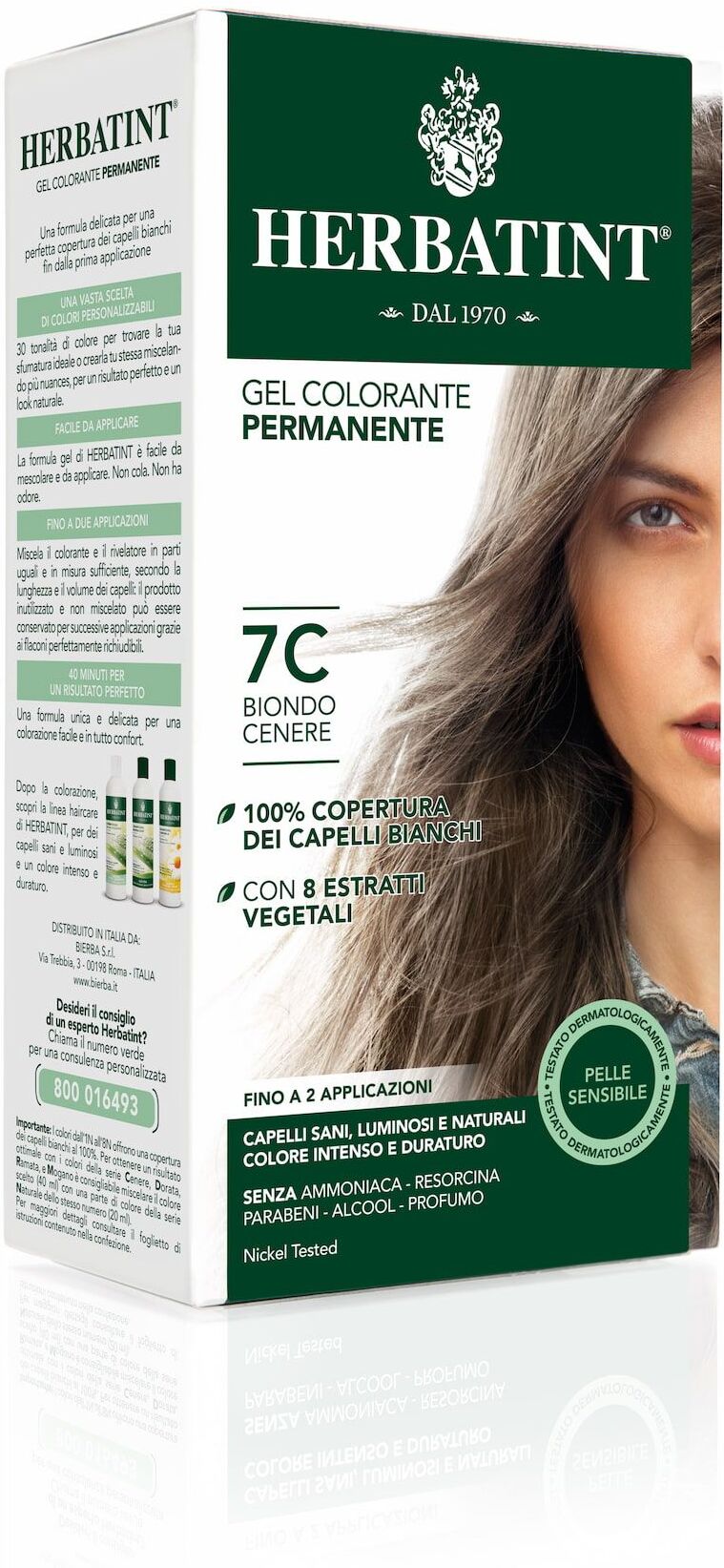 Herbatint Gel Colorante Permanente 7c Biondo Cenere 150ml