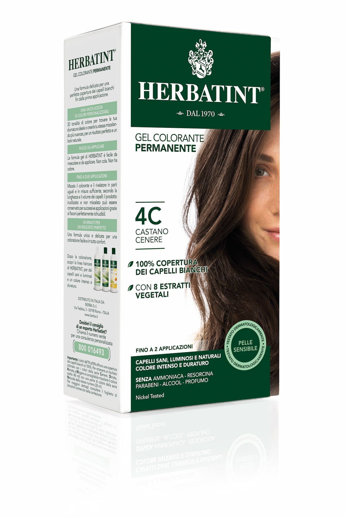 Herbatint Gel Colorante Permanente 4c Castano Cenere 150ml