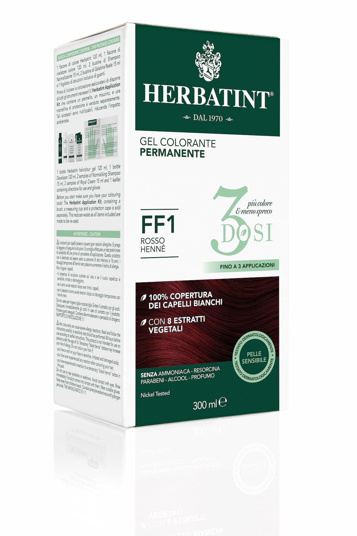 Herbatint Gel Colorante Permanente 3 Dosi Ff1 Rosso Henné 300ml