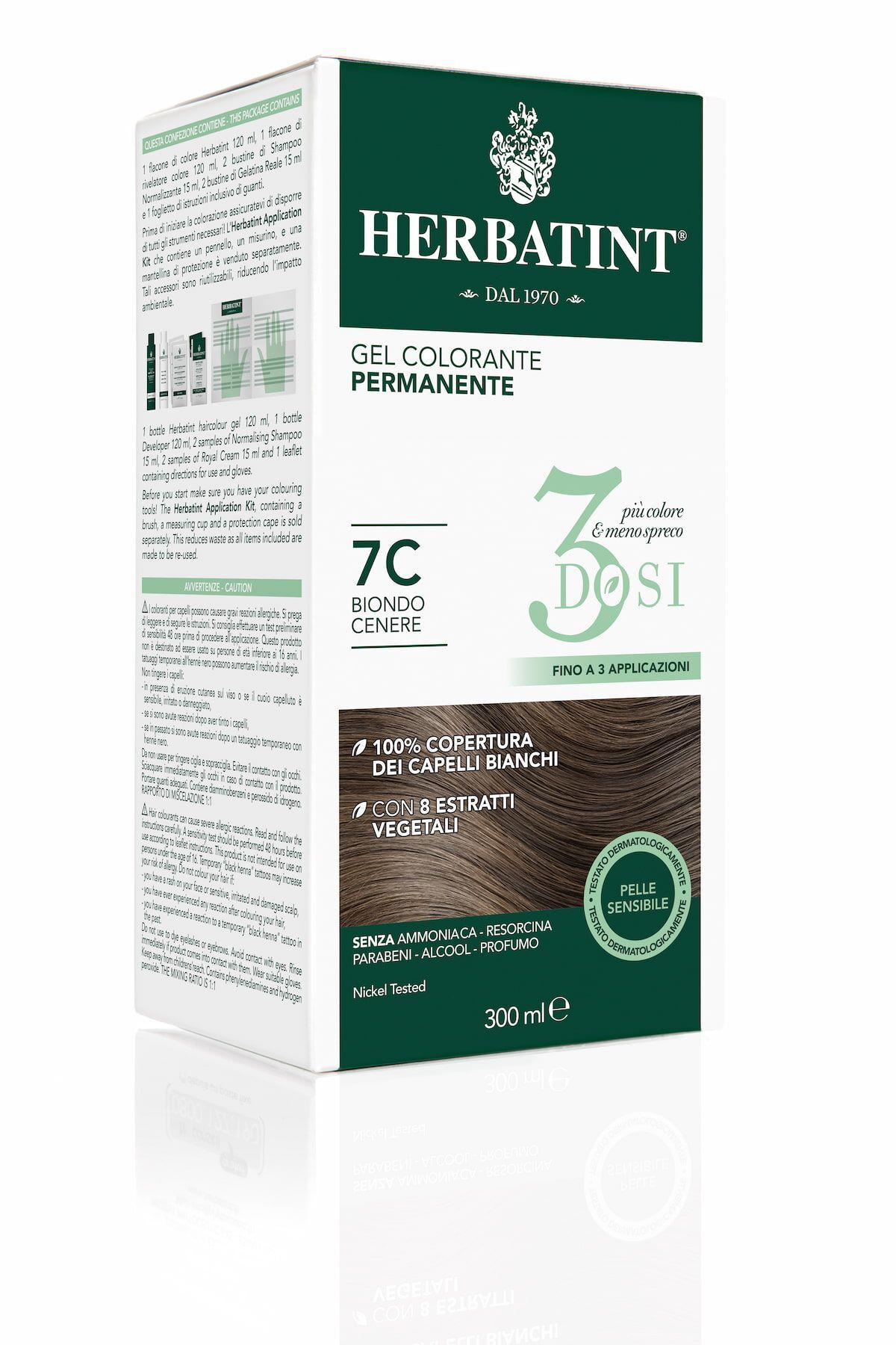Herbatint Gel Colorante Permanente 3 Dosi 7c Biondo Cenere 300ml