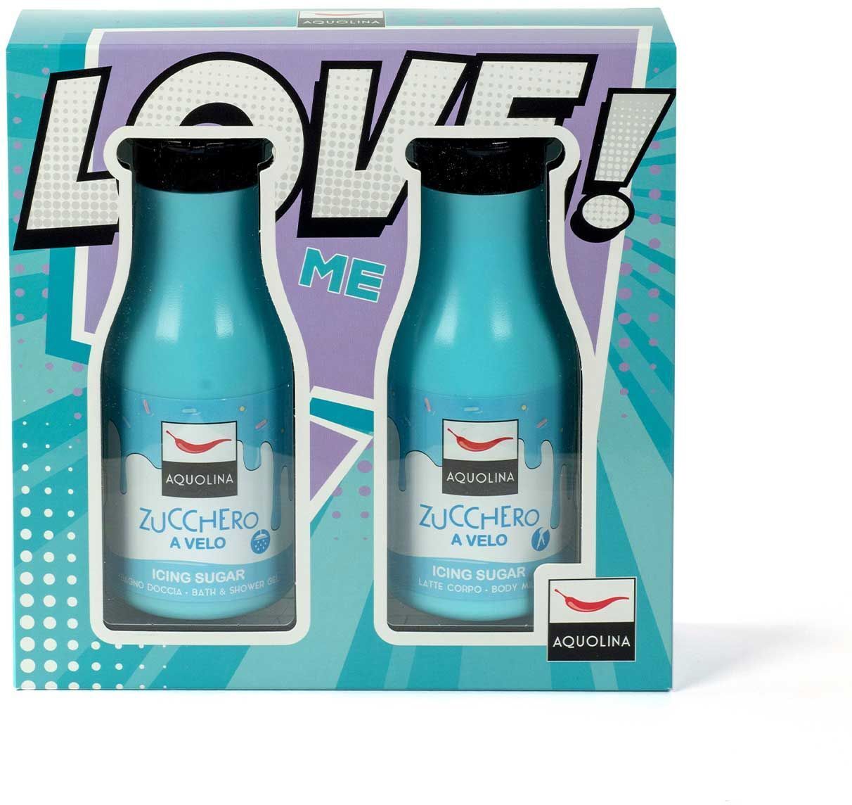 Aquolina Love Me! Cofanetto Bagno Doccia + Latte Corpo Zucchero A Velo 250ml