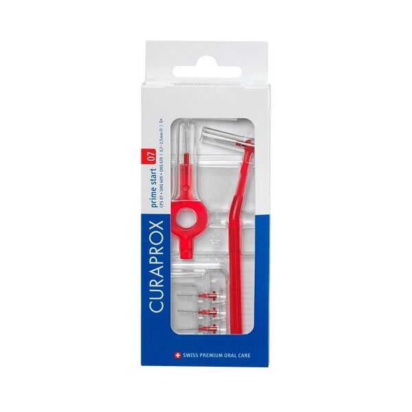 curaprox prime start scovolini interdentali cps 07 5 pezzi + 2 maniglie colore rosso