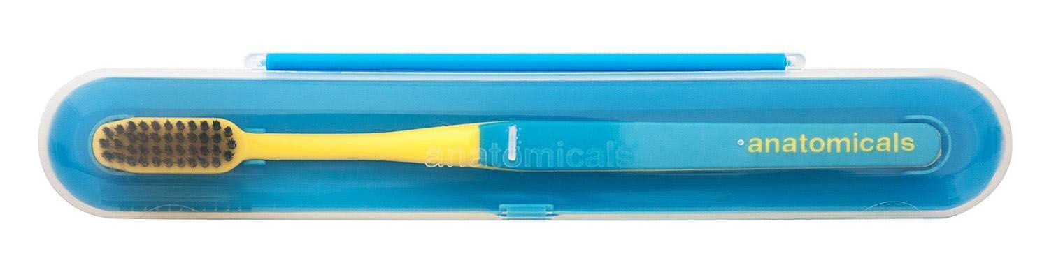 anatomicals spazzolino da denti con carbone blu e giallo 1 pezzo