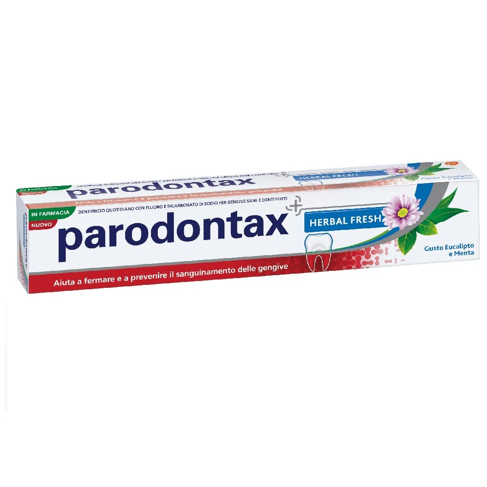 parodontax dentifricio herbal fresh con bicarbonato di sodio gusto eucalipto e menta 75ml