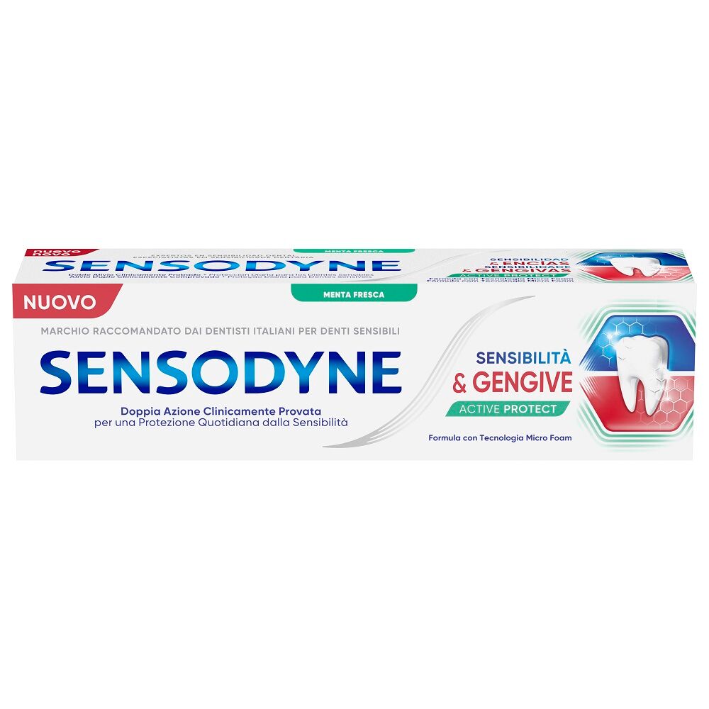 sensodyne sensibilità e gengive active protect dentifricio denti sensibili e gengive sane menta 75ml