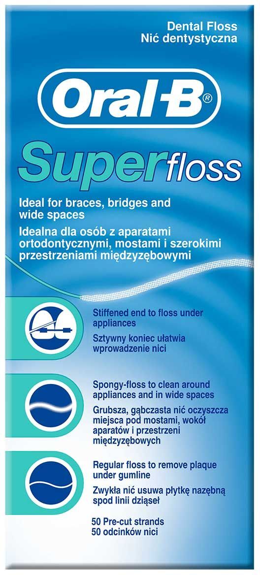 oral-b filo interdentale superfloss 50 fili pre-tagliati